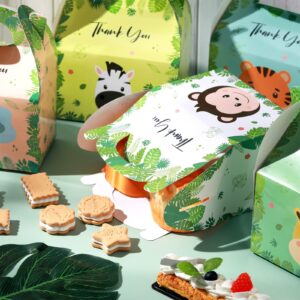 Marspark 24 Pcs Animal Party Favor Treat Box Safari Party Bags Zoo Party Favor Candy Goodie Gift Box for Kids Baby Shower Jungle Theme Party Supplies Birthday Party Decorations