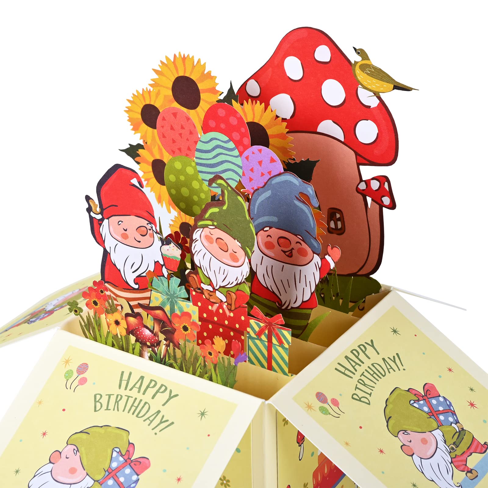 Giiffu 3D Pop up Birthday Cards, Happy Birthday Pop Up Card, Happy Birthday Card for Kids, Birthday Cards for Him or Her, Birthday Gift Greeting Cards with Envelope and Note Card(Gnome)