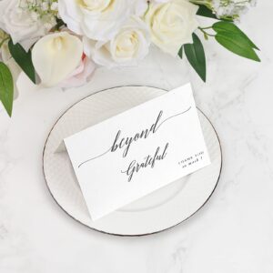 Udoula Beyond Grateful Thank You Cards with Envelopes, Pack of 30, 4x6 Folded, Elegant Fold Over Greetings, Perfect for Wedding, Bridal Shower, Baby Shower, Birthday to say thanks! (Black)