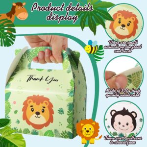 Marspark 24 Pcs Animal Party Favor Treat Box Safari Party Bags Zoo Party Favor Candy Goodie Gift Box for Kids Baby Shower Jungle Theme Party Supplies Birthday Party Decorations