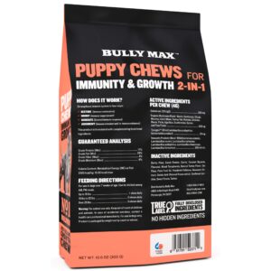 Bully Max 2-in-1 Puppy Soft Chews for Immunity & Growth - Puppy Treats, Supplements & Vitamins for Health & Immune Support - Essential Dog Multivitamin for All Breeds, Small & Large Breed Puppies