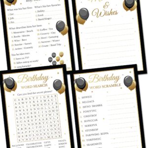 Birthday Party Games - Set of 4 Games for 30 Guests - Double Sided Cards - Birthday Party Supplies for Adults