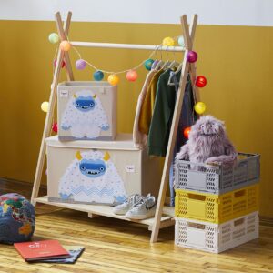 3 Sprouts Toy Storage Organizer: Toy Box Cube Organizer for Playroom, Nursery - Foldable Storage Bin - Yeti