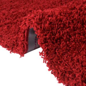 Rugs.com - Über Cozy Solid Shag Collection Rug – 3' x 5' Oval Cherry Red Shag Rug Perfect for Living Rooms, Large Dining Rooms, Open Floorplans