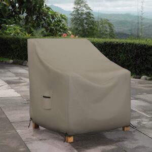 Covers & all Outdoor Chair Cover, 12 Oz Waterproof UV & Weather Resistant Patio Furniture Sofa Cover for Outdoor Outside Seating Lawn Garden, with Air Vents & Drawstrings (31"L x 35"W x 38"H, Beige)