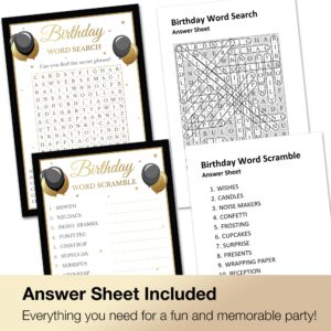 Birthday Party Games - Set of 4 Games for 30 Guests - Double Sided Cards - Birthday Party Supplies for Adults