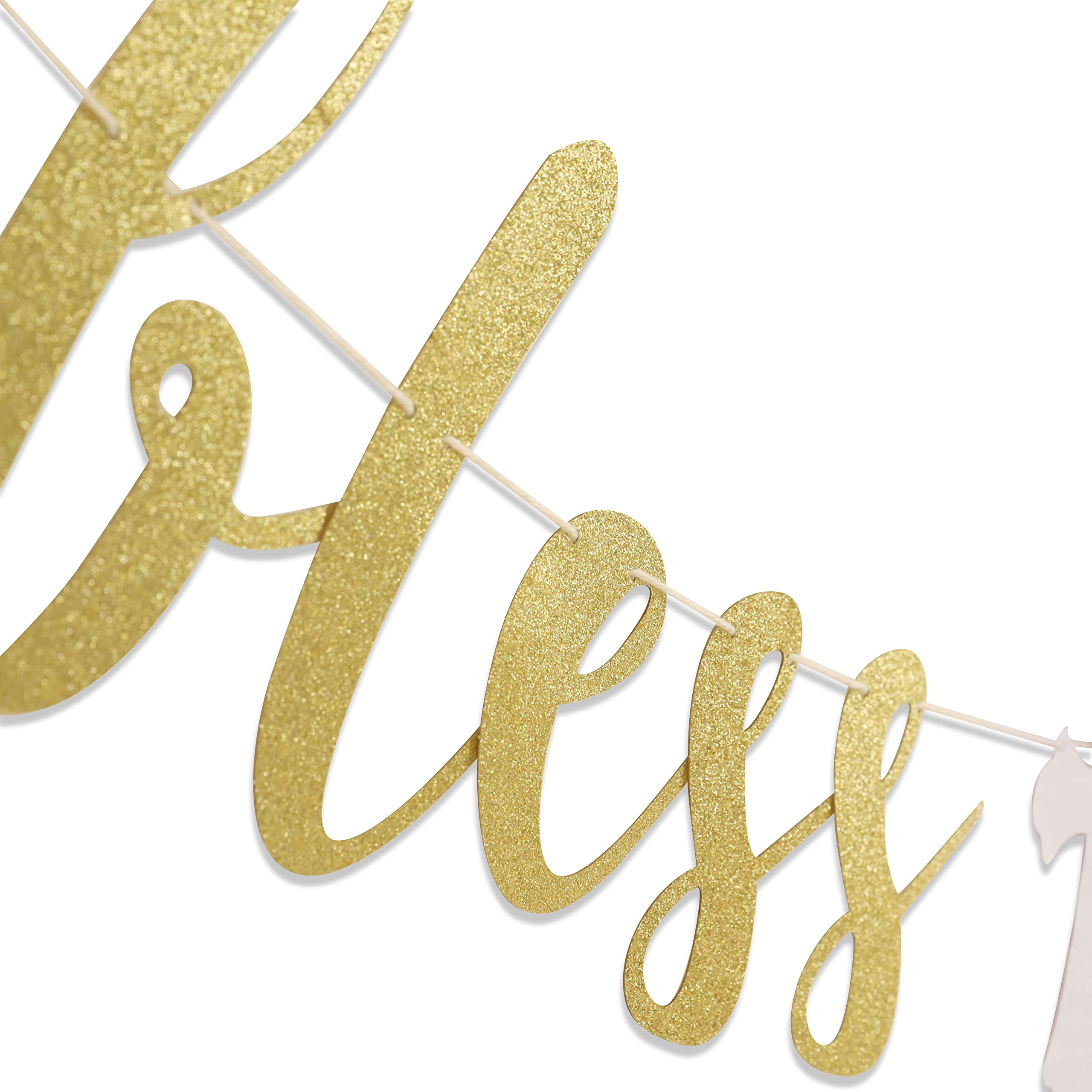 Bless This Child Banner - boy/girl Baptism Gold Banner, First Communion Baby Shower Banner, Party Toppers, Baby Baptism Shower, Baptism Banner