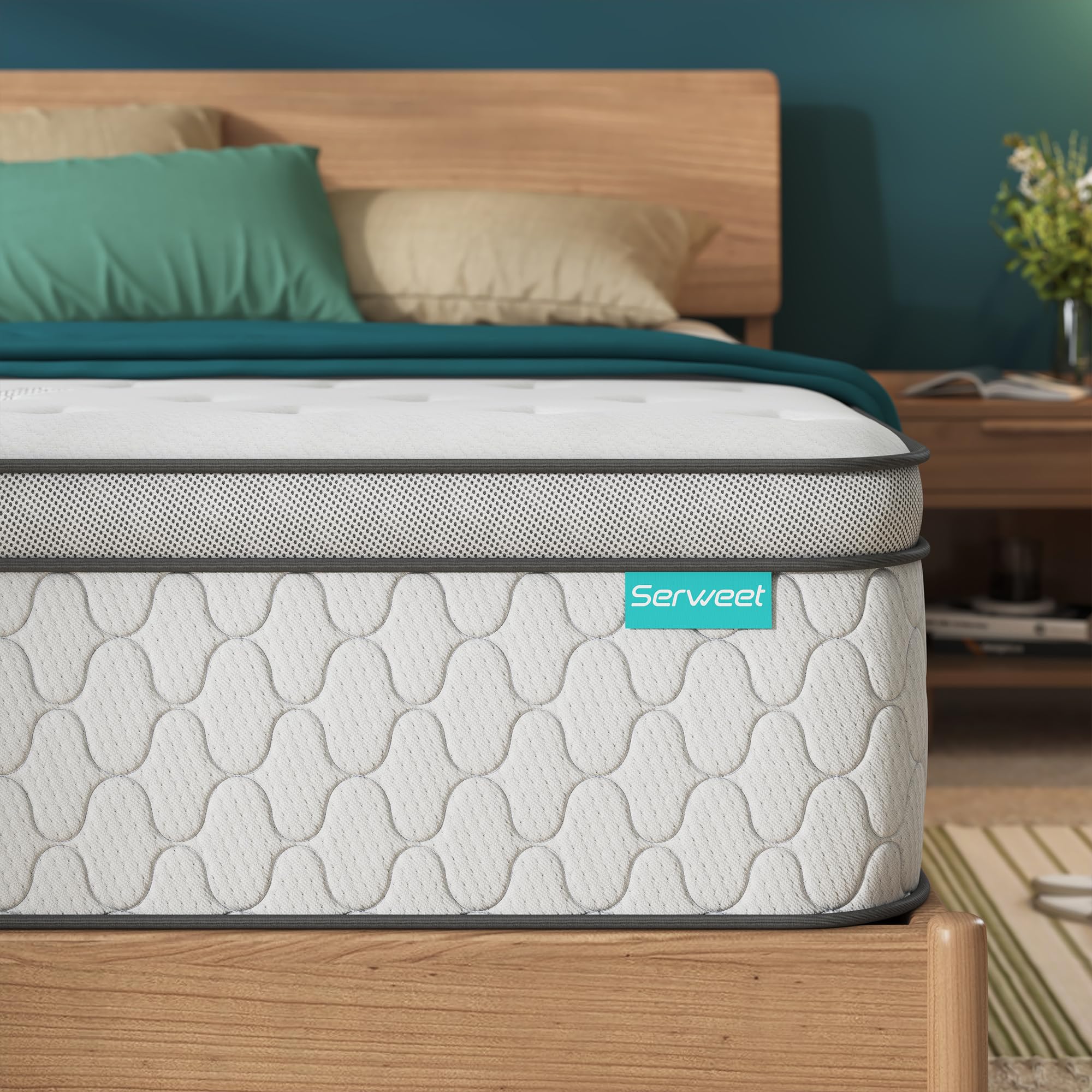 Serweet 10 Inch Memory Foam Hybrid Queen Mattress - 5-Zone Pocket Innersprings Motion Isolation - Heavier Coils for Durable Support -Pressure Relieving - Medium Firm - Made in Century-Old Factory