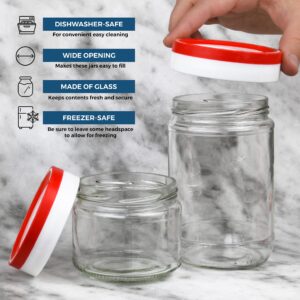 Tribello 10oz Mason Jars Overnight Oats Container With Lid, 6 Pack Glass Canning Jars, Wide Mouth Mason Jars With Lids Plastic Airtight Rubber - Clear Jars for Food - Freezer/Dishwasher Safe