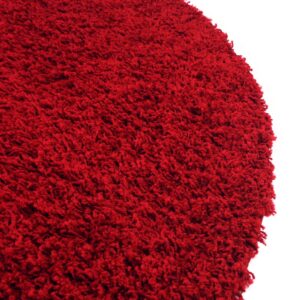 Rugs.com - Über Cozy Solid Shag Collection Rug – 3' x 5' Oval Cherry Red Shag Rug Perfect for Living Rooms, Large Dining Rooms, Open Floorplans