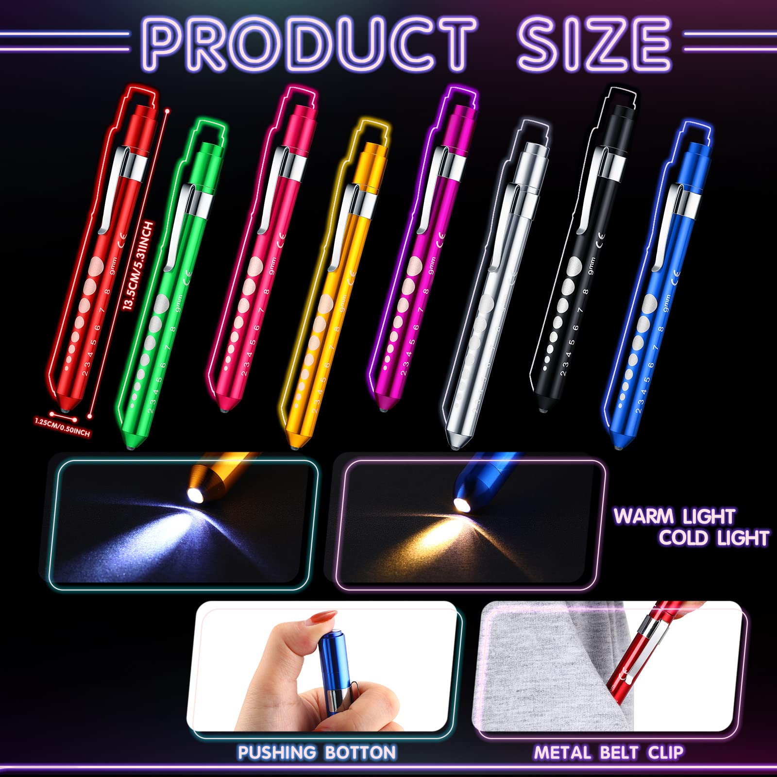 16 Pack Pen Light Nurse LED Penlight Pen Lights for Nurses Penlight Pupil Penlight with Pupil Gauge Reusable Penlight for Nurse Students Doctors Daily Use