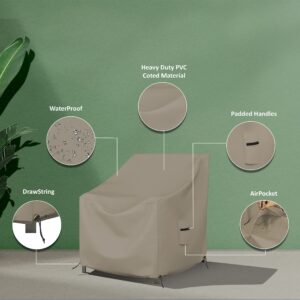 Covers & all Outdoor Chair Cover, 12 Oz Waterproof UV & Weather Resistant Patio Furniture Sofa Cover for Outdoor Outside Seating Lawn Garden, with Air Vents & Drawstrings (31"L x 35"W x 38"H, Beige)