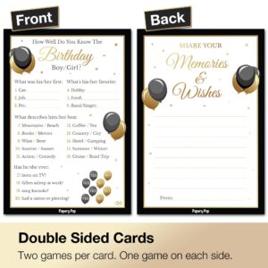 Birthday Party Games - Set of 4 Games for 30 Guests - Double Sided Cards - Birthday Party Supplies for Adults