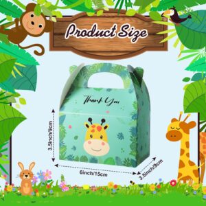 Marspark 24 Pcs Animal Party Favor Treat Box Safari Party Bags Zoo Party Favor Candy Goodie Gift Box for Kids Baby Shower Jungle Theme Party Supplies Birthday Party Decorations