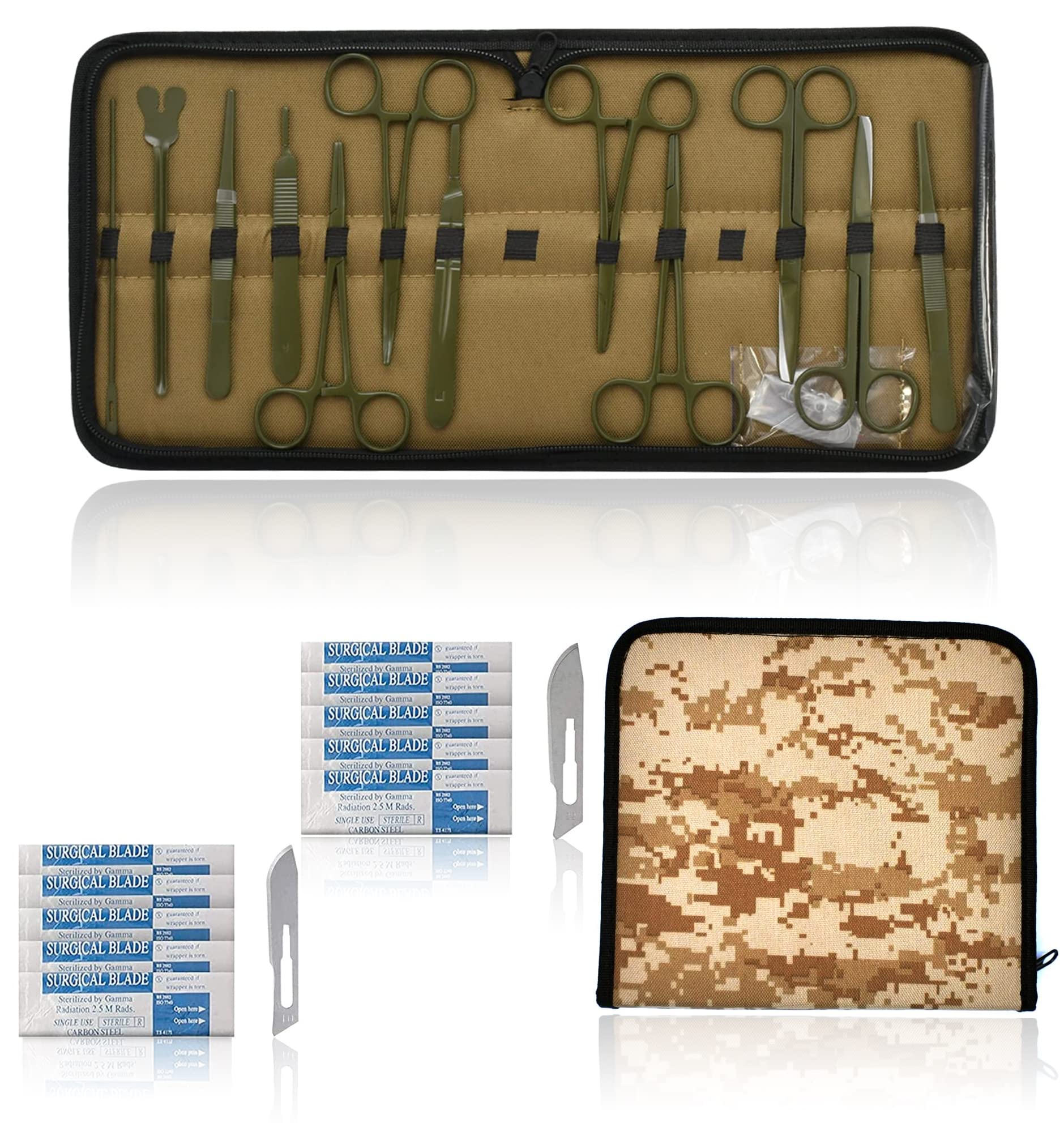 OdontoMed2011 Student Kit- First Aid Kit 24 Pcs Advanced Lab Student Kit for Anatomy & Biology Students Lab Veterinary Botany Stainless Steel Instruments & 11 Bonus Scalpel Handle MLT-01