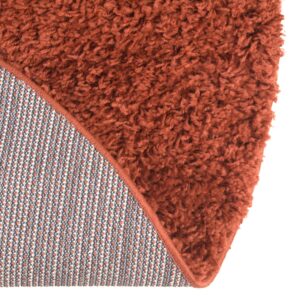 Rugs.com - Über Cozy Solid Shag Collection Rug – 3 Ft Round Terracotta Shag Rug Perfect for Kitchens, Dining Rooms