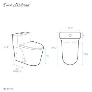 Swiss Madison Well Made Forever SM-1T259, Arles One-Piece Elongated Toilet Vortex Dual-Flush 0.8/1.18 gpf