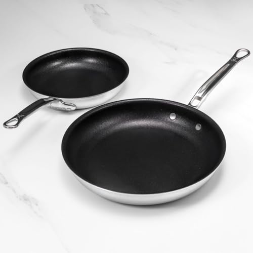 Thomas Keller Insignia by Hestan - Stainless Steel Frying Pan Set with TITUM Nonstick System, Induction Cooktop Compatible, Made without PFOAs (8.5" & 11")