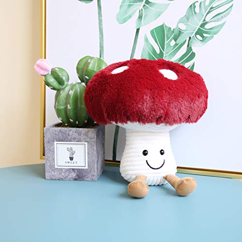 FJZFING Cute Mushroom Plush Kawaii Smile Doll Mushroom Plushie Stuffed Animals Pillow Gifts for Kids Red 7.9 inches