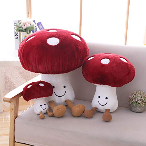 FJZFING Cute Mushroom Plush Kawaii Smile Doll Mushroom Plushie Stuffed Animals Pillow Gifts for Kids Red 7.9 inches