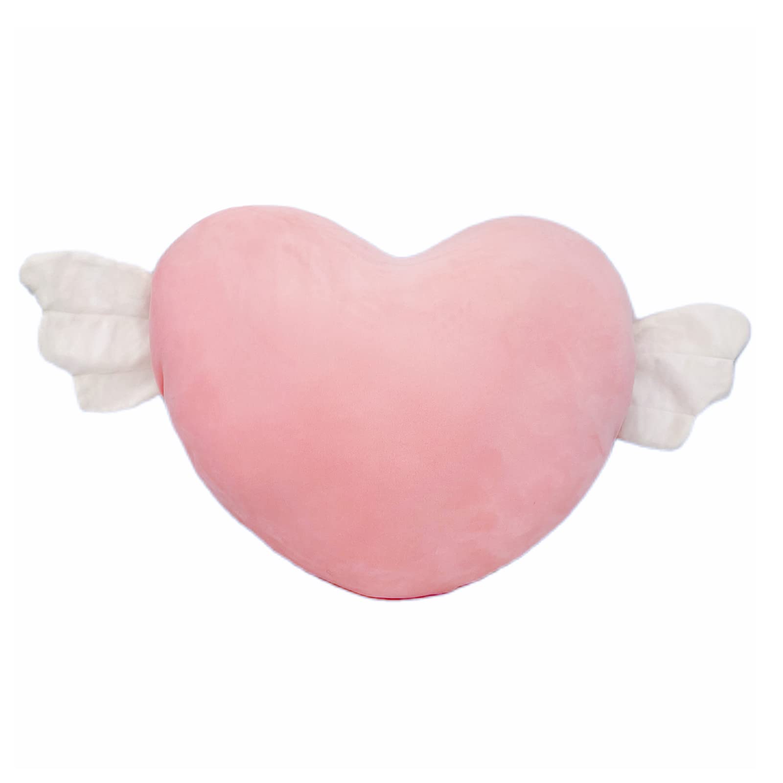 Plush Heart Shaped Pillow with Angel Wings,Soft Heart Pillow Cushion Toy Throw Pillows Valentine's Day Gift Room Office Car Decor Romantic Present