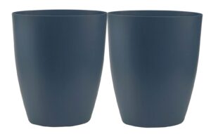 besli plastic small trash can 2 gallon/7.6 liter garbage can wastebasket for bathroom bedroom kitchen office (2 pack, blue)