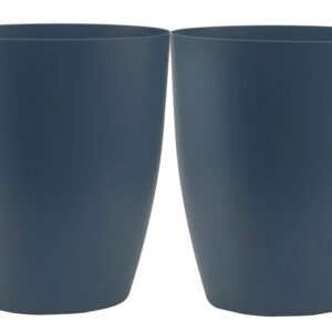 Besli Plastic Small Trash Can 2 Gallon/7.6 Liter Garbage Can Wastebasket for Bathroom Bedroom Kitchen Office (2 Pack, Blue)