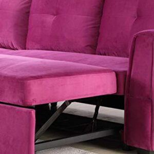 Legend Vansen 91''Velvet Sofa Chaise Storage Reversible L-Shape Sleeper Sectional,Sofabed,Seelper, Apt, Violet