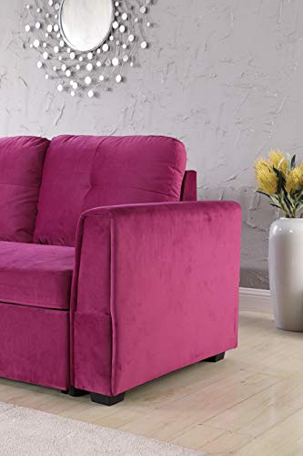 Legend Vansen 91''Velvet Sofa Chaise Storage Reversible L-Shape Sleeper Sectional,Sofabed,Seelper, Apt, Violet