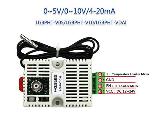 Jieotwice PH Temperature Transmitter Detection Sensor Module RS485/4-20mA/0-10V/0-5V Output with Electrode (0-10V)