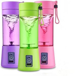 Portable Blender Smoothies Personal Blender Mini Shakes Juicer 380 ml Cup USB Rechargeable Cordless Shaker Bottle (Blue), 8x3 (Q2-6888)