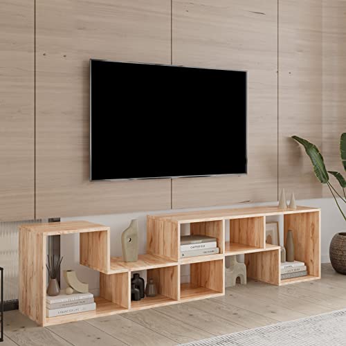 Recaceik Cube Bookshelf 2 Shelf Bookcase L-Shaped TV Console Stand Modern Entertainment Center with Open Storage Shelves for CDs/Movies/Books for Living Room, Bedroom, Home Office