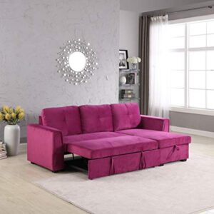 Legend Vansen 91''Velvet Sofa Chaise Storage Reversible L-Shape Sleeper Sectional,Sofabed,Seelper, Apt, Violet