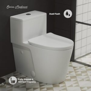 Swiss Madison Well Made Forever SM-1T259, Arles One-Piece Elongated Toilet Vortex Dual-Flush 0.8/1.18 gpf