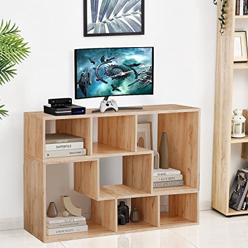 Recaceik Cube Bookshelf 2 Shelf Bookcase L-Shaped TV Console Stand Modern Entertainment Center with Open Storage Shelves for CDs/Movies/Books for Living Room, Bedroom, Home Office