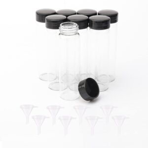 jiuwu 8pcs clear glass sample bottles 40ml small collection vials 1.35oz glass storage vials bottles tubes jars with 8 funnels