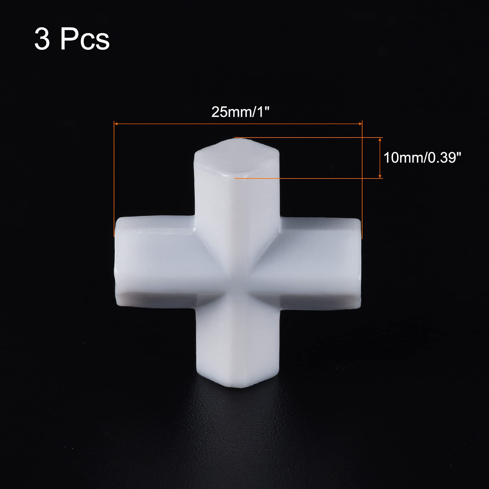 MECCANIXITY Magnetic Stirrer Mixer Stir Bar Rod 25mm(1") Cross Shape Coating Magnet White for Laboratory 3Pcs