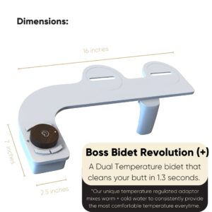 Boss Bidet Revolution Plus (Warm Water). Bidet Attachment for toilet. Luxury design, Bidet sprayer for toilet, non electric, dual nozzle, feminine wash, self cleaning. Italian Oak Wood.