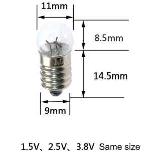 MEETOOT 25pcs E10 Mini Light Bulbs 1.5V 0.3A Physical Electrical Experiment Screw Base Indicator Light Incandescent Bulb Old-Fashioned Flashlight Lamp