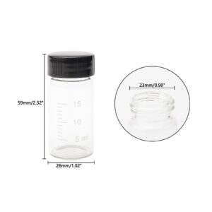 JIUWU 8 Pcs Transparent Glass Vials with Graduations 20 ml Clear Lab Sample Glass Bottles Vials Jars Tubes with 4 Funnels