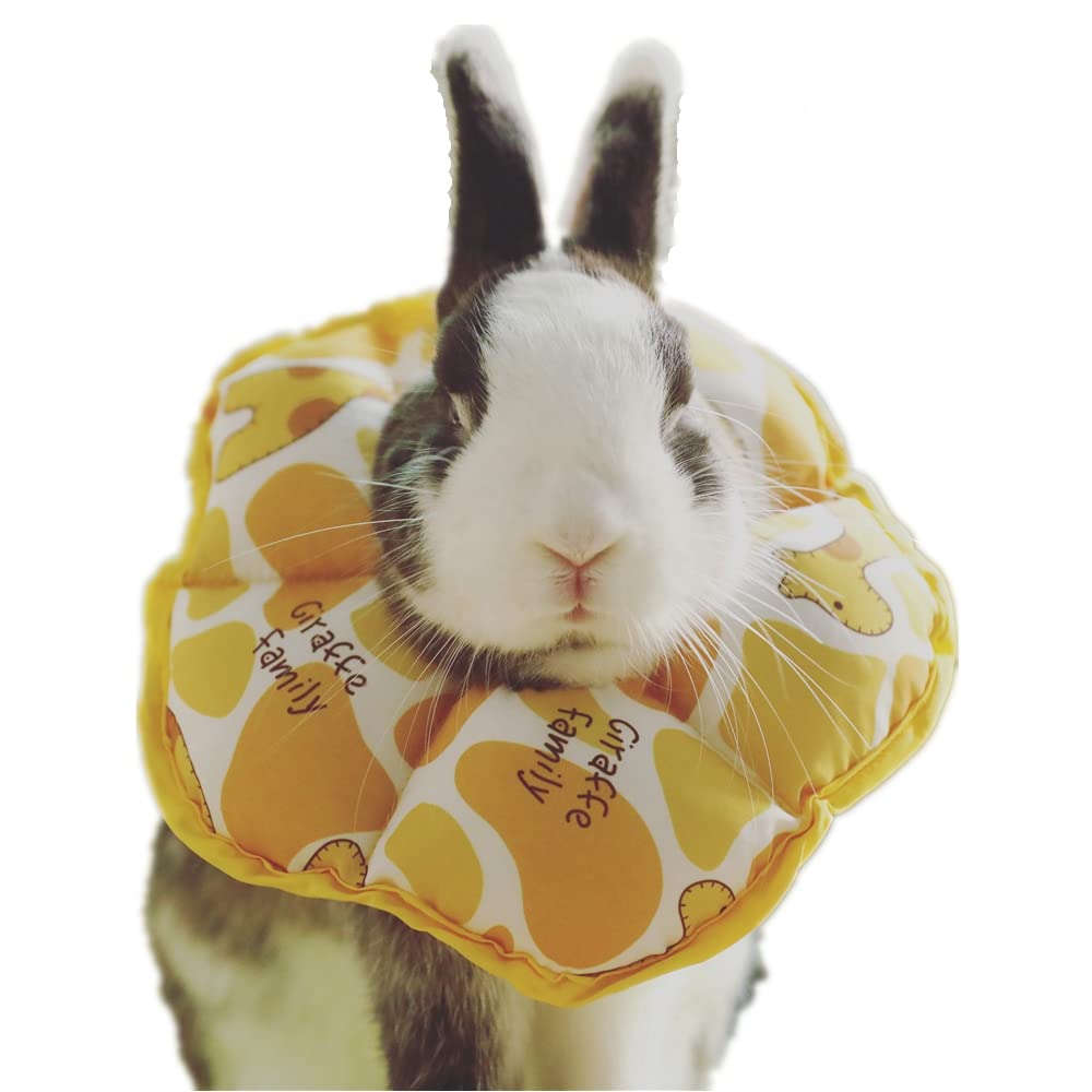 Adjustable Rabbit Protection Cone Collar, Waterproof Pet Recovery Collar for Rabbit Chinchilla Guinea Pigs After Surgery Wound Healing,Elizabeth E-Collar for Small Animals (XS (3.9''-7.9''), Yellow)