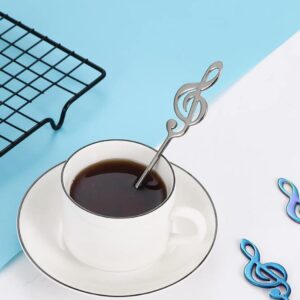 Hoshen 7-Piece Musical Note Coffee Spoon Set, 6-Inch Stainless Steel Ice Cream Tea Sugar Spoon, Espresso Stirring Spoon, Cold Drinks, Desserts, Party Stirring Tableware - 7 Colors