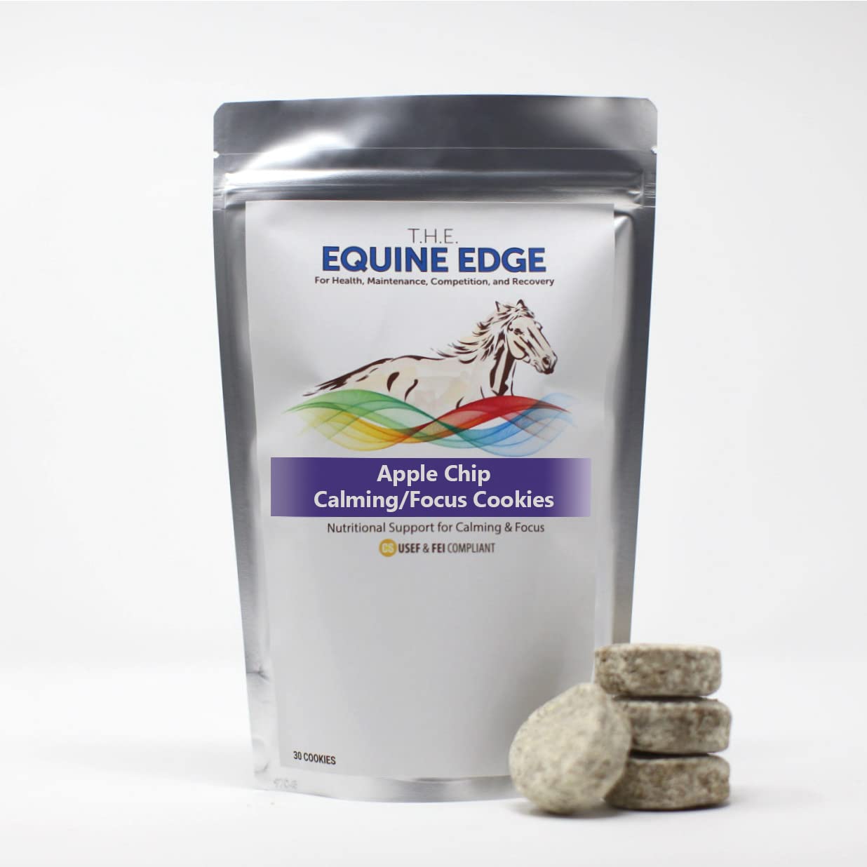 Apple Chip Calming/Focus Cookies - Natural Horse Supplements for Calming & Focus, 30 Cookies