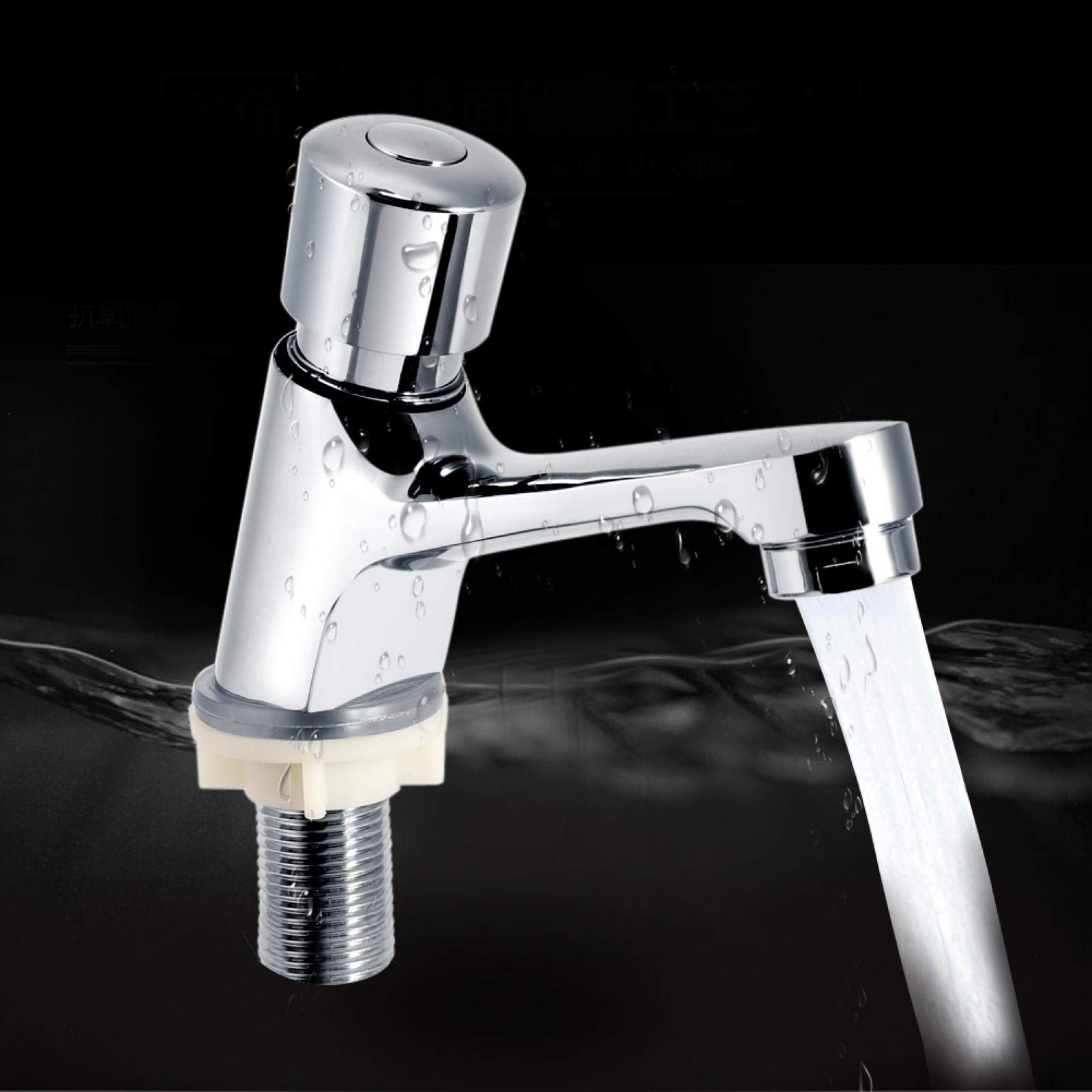 Basin Faucet Public Kitchen Bathroom Faucet G1/2 Chrome Plated Time Delay Faucet Self Closing Water Saving Sink Tap Faucet for Home Hotel