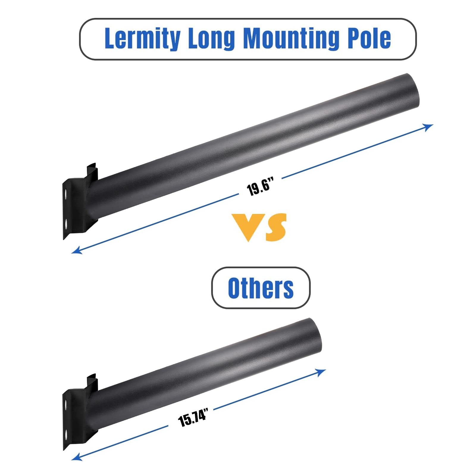 LERMITY Black Mounting Pole Pick Arm for Solar Street Light Metal LED Light Mounting Bracket (2 Pack)