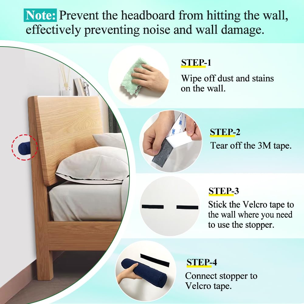 Headboard Stoppers for Wall Bed Noise Stopper Frame Bed Wall Bumper Couch Head Board Spacer Protector Keep Bed From Hitting Padding Behind Headboard Bumpers Cushions for Furniture Stabilizer - 2PCS