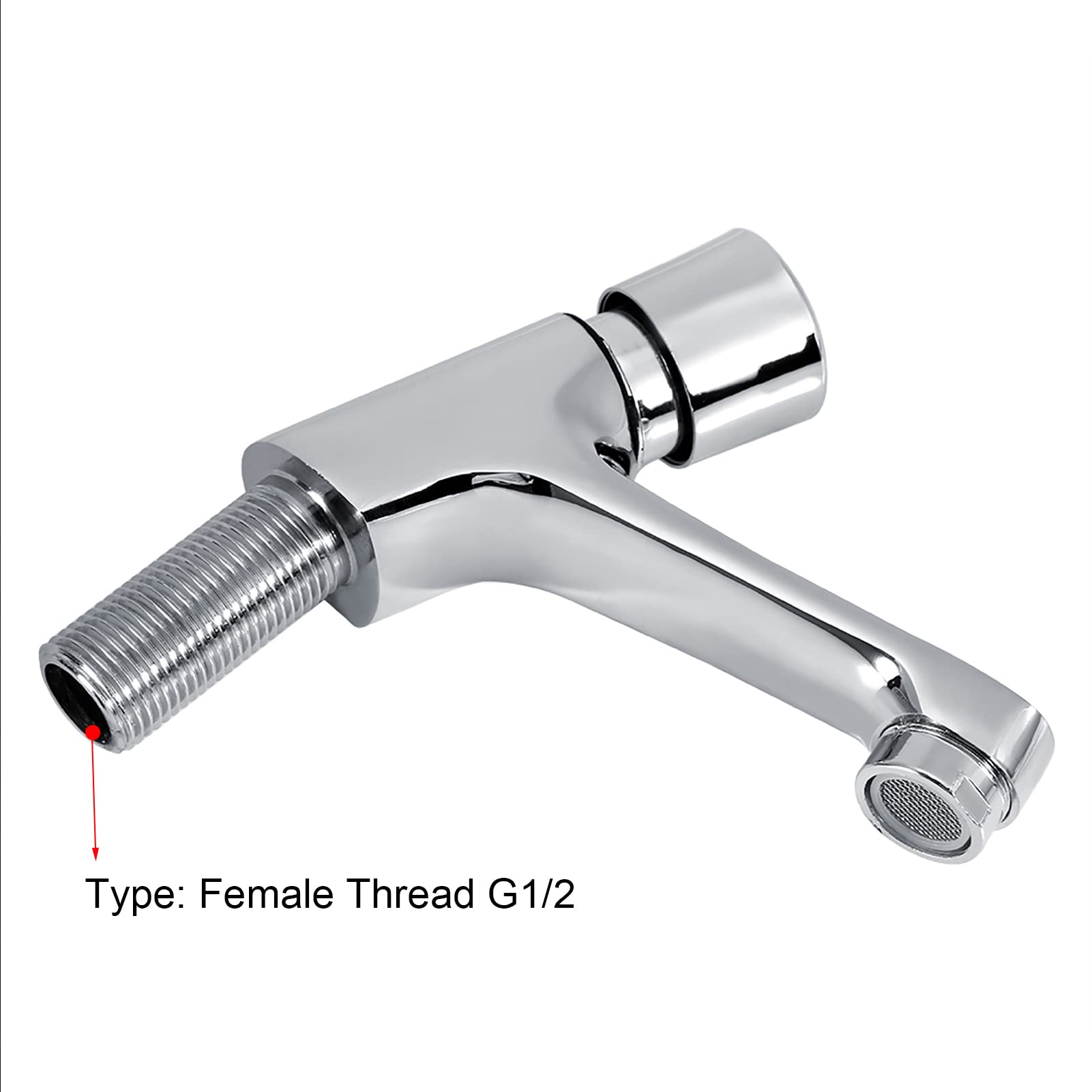 Basin Faucet Public Kitchen Bathroom Faucet G1/2 Chrome Plated Time Delay Faucet Self Closing Water Saving Sink Tap Faucet for Home Hotel