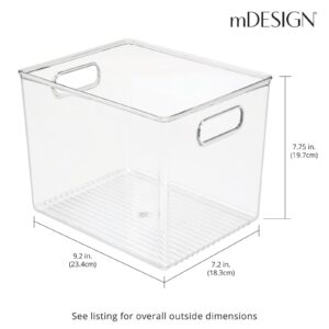 mDesign Large Plastic Bathroom Storage Organizer Bin with Handles - Organization for Bathroom Vanity, Cabinet, Closet Shelf, or Under the Bathroom Sink Organizer - Ligne Collection - 8 Pack - Clear