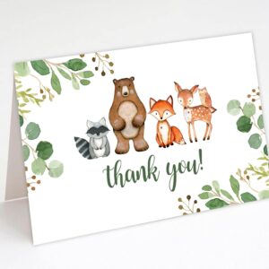 50 Pack Woodland Thank You Cards With Envelopes & Stickers, Woodland Baby Shower Thank You Note, 4 x 6 inches, Perfect for Woodland Baby Shower & Kids Birthday