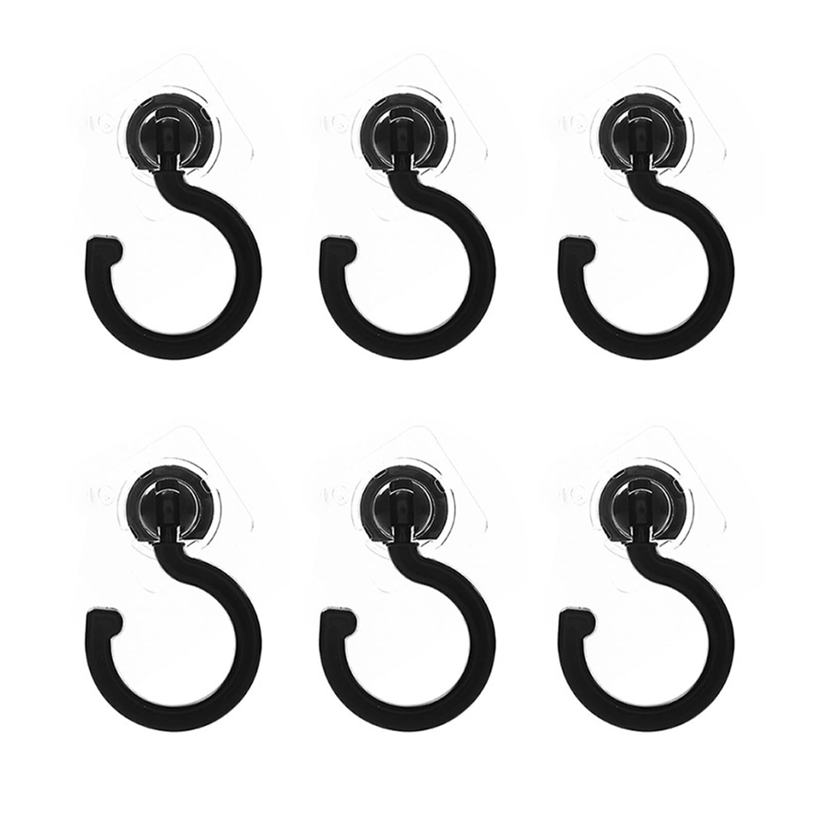 DEDEMCO 12 PCS Adhesive Hooks 360°Rotating,3 Inch Ceiling Heavy Duty Wall Hooks Under Cabinet Coat Hooks Swivel Utility Hook for Hanging Clothes,Bag,Hat,Black